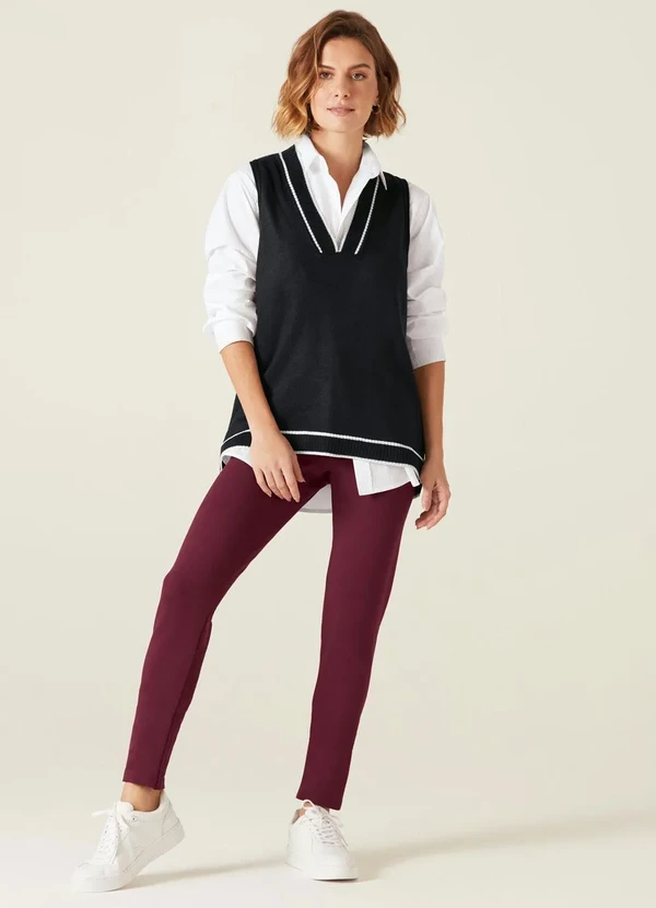 Malwee - Calça Bordo Legging em Moletom Feminino 2