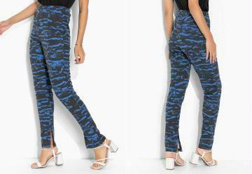 Cala Camuflado Azul com Fenda na Barra