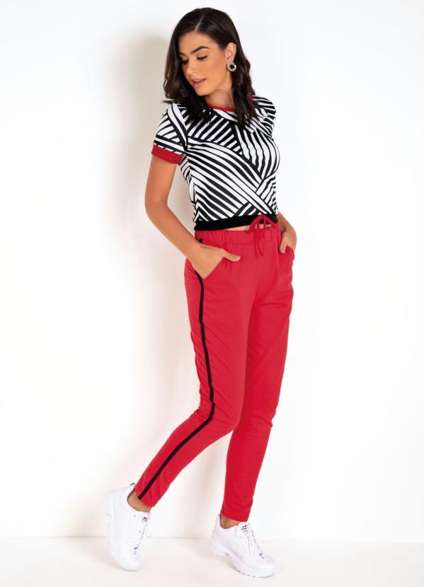 Outlet - Calça Cigarrete Vermelha com Bolsos 3