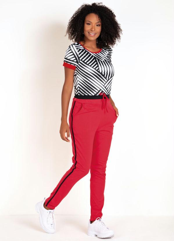 Outlet - Calça Cigarrete Vermelha com Bolsos 4