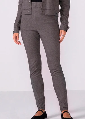 Marialícia - Calça Feminina Ajustada Texturizada Preto - MARIALÍCIA