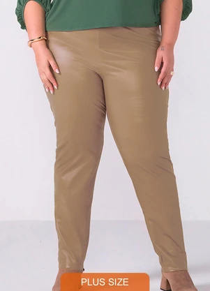 Marialícia - Calça Feminina Resinada com Zíper Marrom - MARIALÍCIA