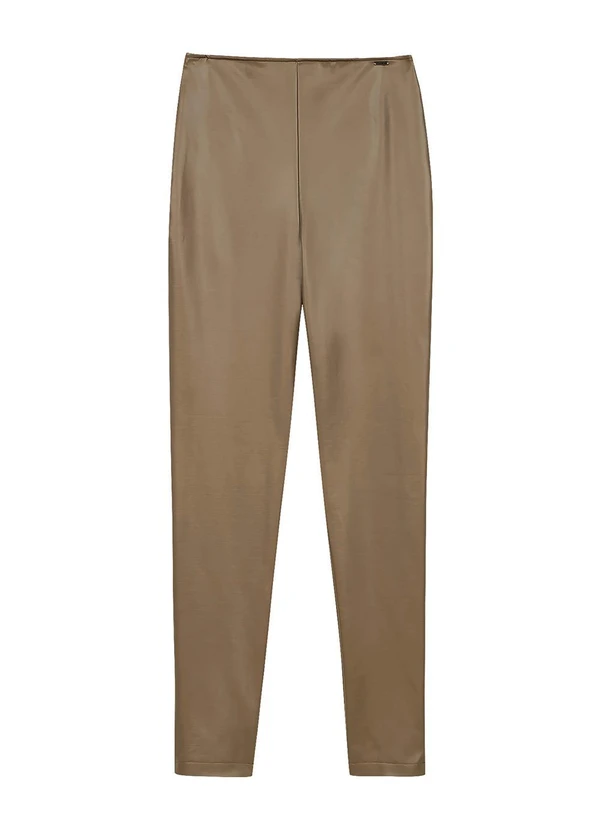 Marialícia - Calça Feminina Resinada com Zíper Marrom 3