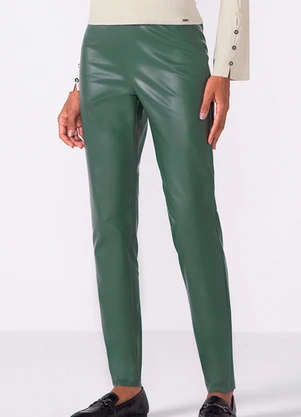 Marialícia - Calça Feminina Resinada com Zíper Verde - MARIALÍCIA