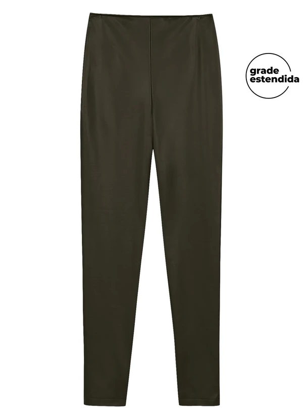 Marialícia - Calça Feminina Resinada com Zíper Verde