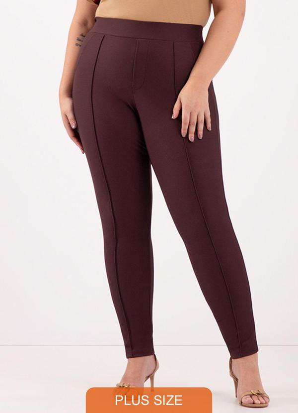 Lunender Mais Mulher - Calça Legging com Bolsos em Malha Marrom