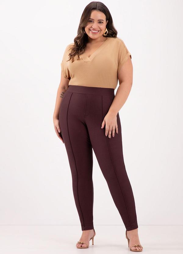 Lunender Mais Mulher - Calça Legging com Bolsos em Malha Marrom 3