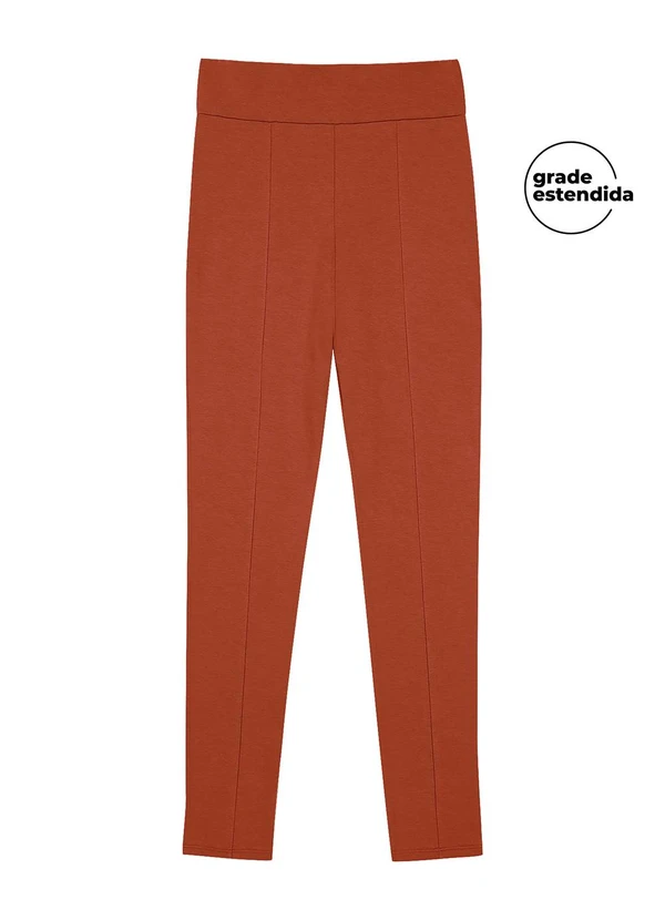 Marialícia - Calça Legging com Costura Frontal Marrom