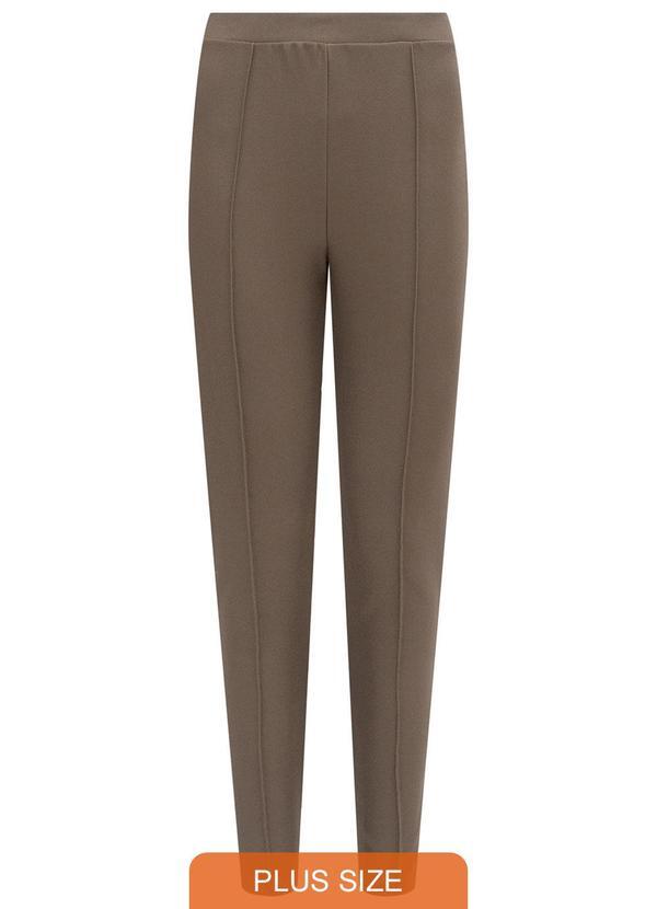 Lunender - Calça Legging com Nervuras em Malha Marrom