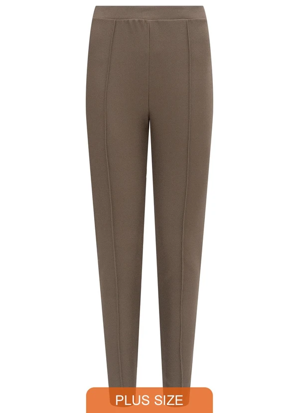 Lunender - Calça Legging com Nervuras em Malha Marrom