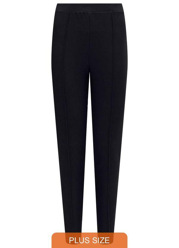 Lunender - Calça Legging com Nervuras em Malha Preto