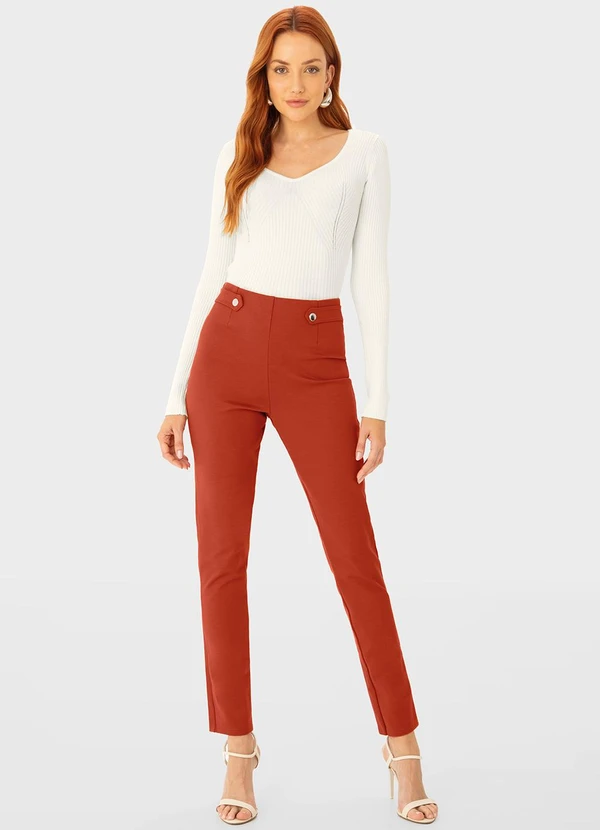 Enfim - Calça Legging em Malha Marrom 2