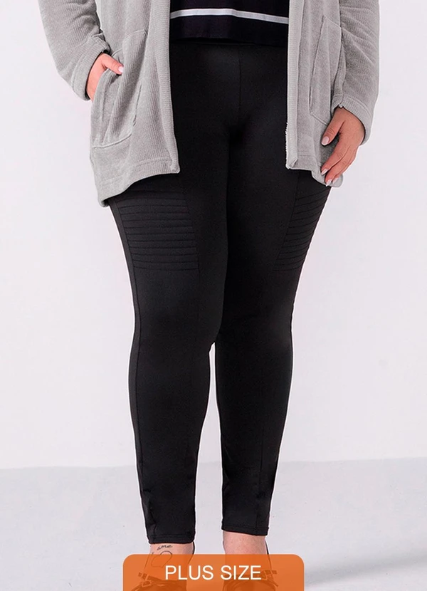 Marialícia - Calça Legging Feminina Helanca Felpada Preto
