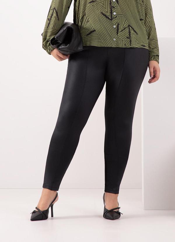 Lunender Mais Mulher - Calça Legging Plus Size em Malha Cirrê Preto