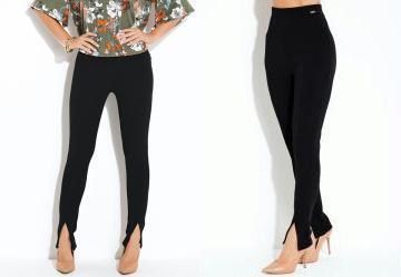 Cala Preta Cintura Alta com Fendas na Barra