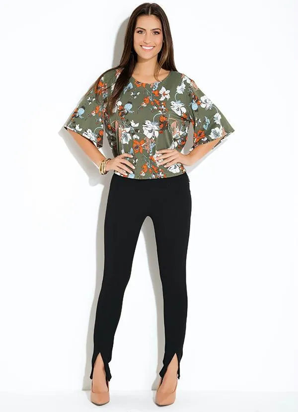 Quintess - Calça Preta Cintura Alta com Fendas na Barra 3