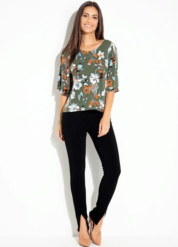 Quintess - Calça Preta Cintura Alta com Fendas na Barra 5