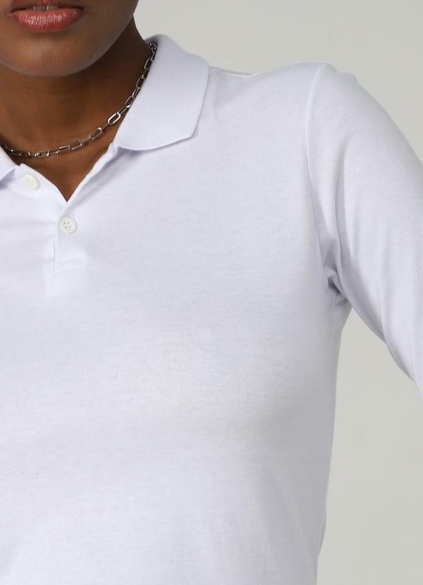 Basicamente - Camisa Polo Manga Longa Feminina Branco 3