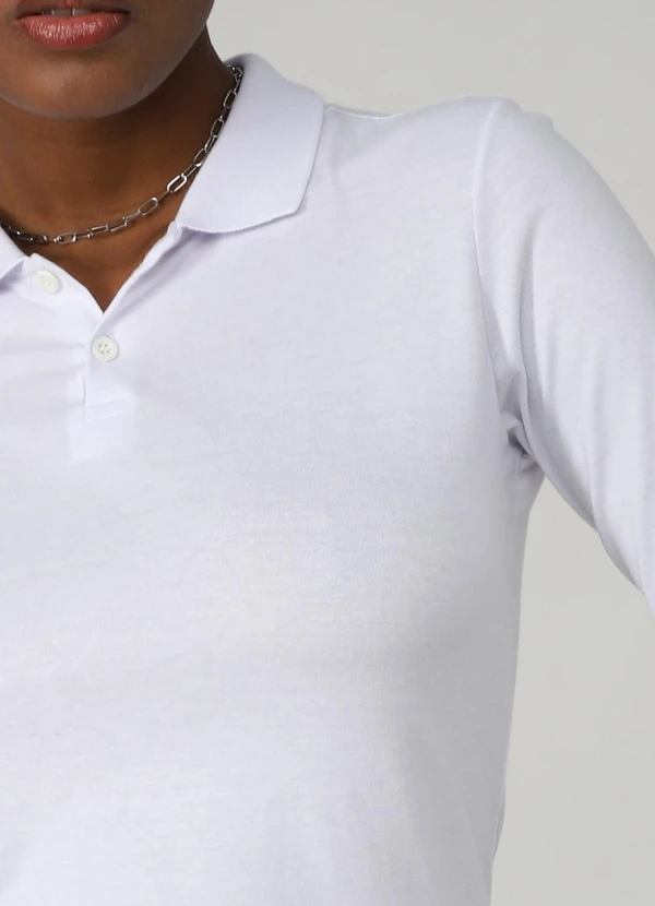 Basicamente - Camisa Polo Manga Longa Feminina Branco 3