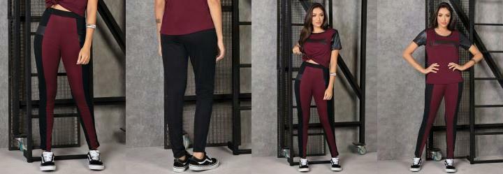 Legging Bord e Preta com Recorte em Cirr