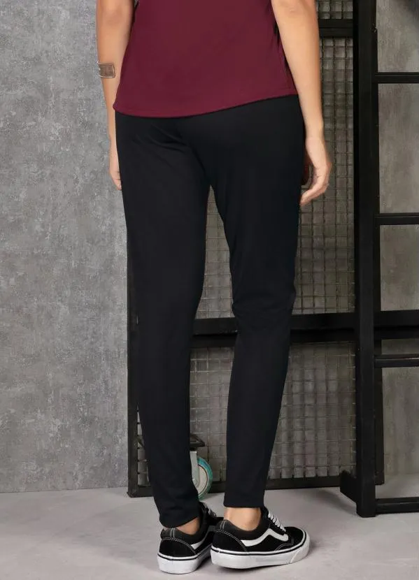 Moda Pop - Legging Bordô e Preta com Recorte em Cirrê 2