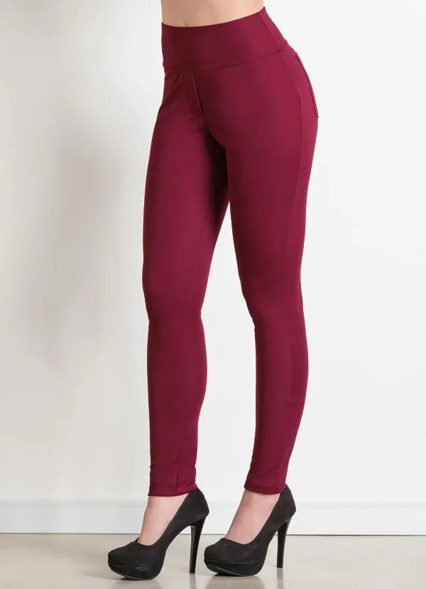 Moda Pop - Legging com Bolsos nas Costas Bordô 5