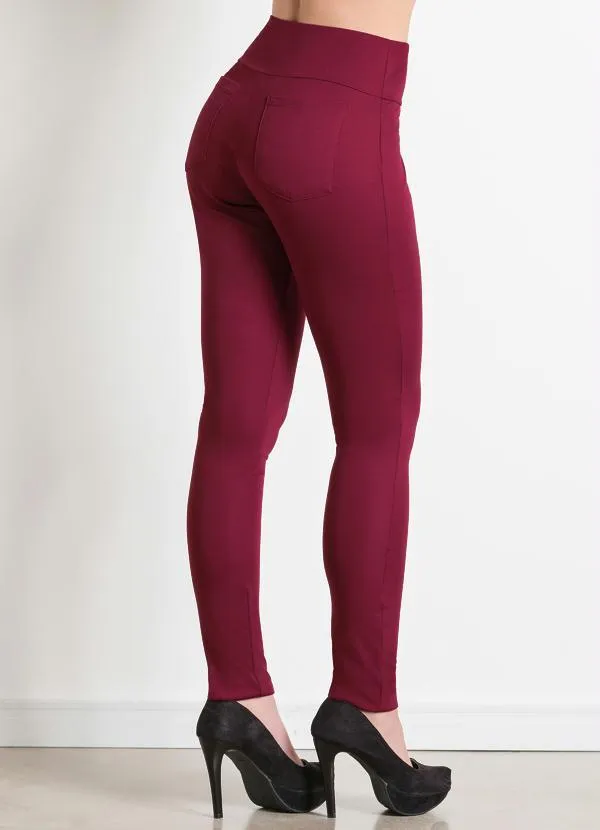 Moda Pop - Legging com Bolsos nas Costas Bordô 6