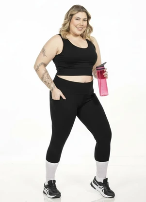 Cobertura - Legging Plus Size com Bolsos Preto - COBERTURA