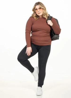 Cobertura - Legging Plus Size com Nervuras Preto - COBERTURA