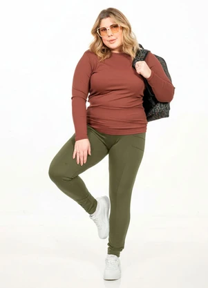 Cobertura - Legging Plus Size com Nervuras Verde - COBERTURA