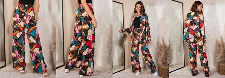 Cala Abstrata Colorida em Viscose Plana