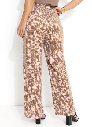 Moda Pop - Calça Abstrato Bege em Jersey Acetinado - MODA POP