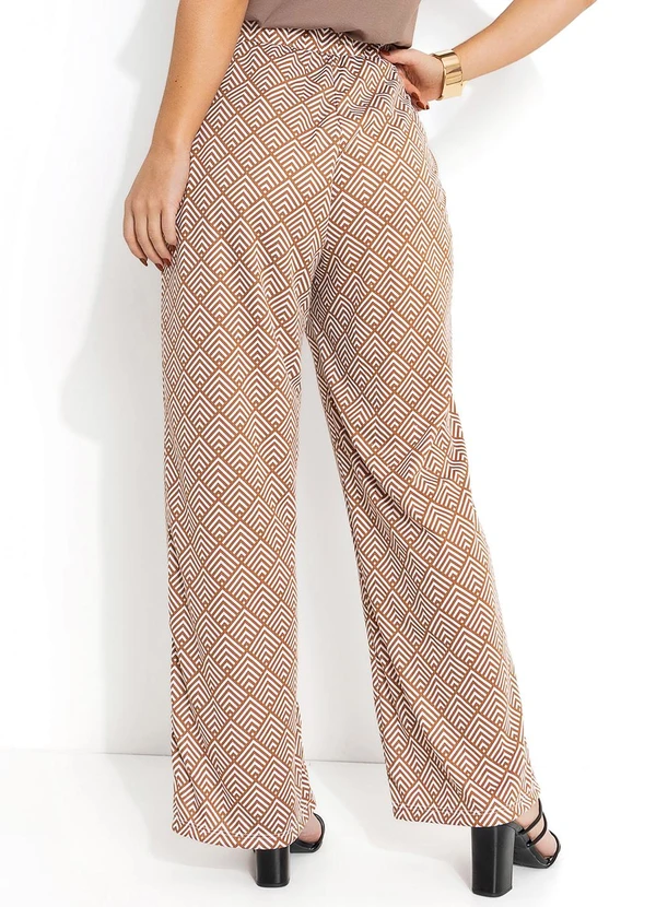 Moda Pop - Calça Abstrato Bege em Jersey Acetinado 2