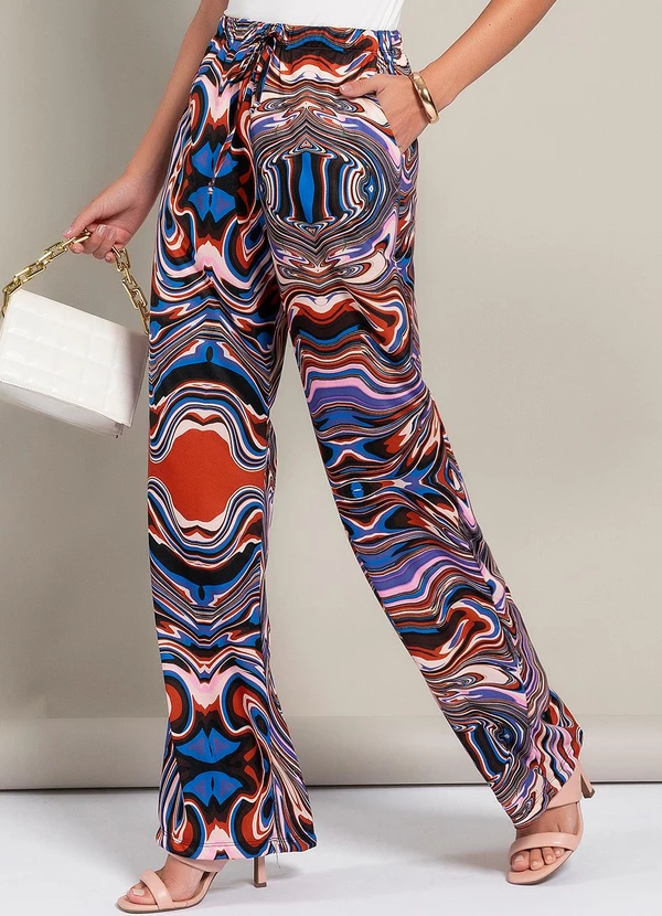 Moda Pop - Calça Abstrato em Jersey Acetinado