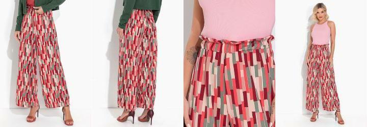 Cala Abstrato Vermelho com Cintura Alta