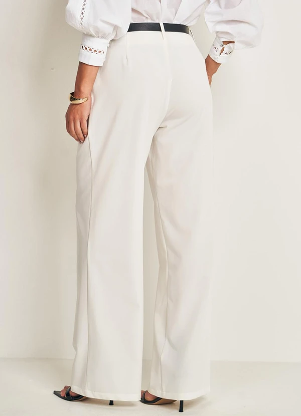 Doce Trama - Calça Alfaiataria com Cinto Embutido Branco 2