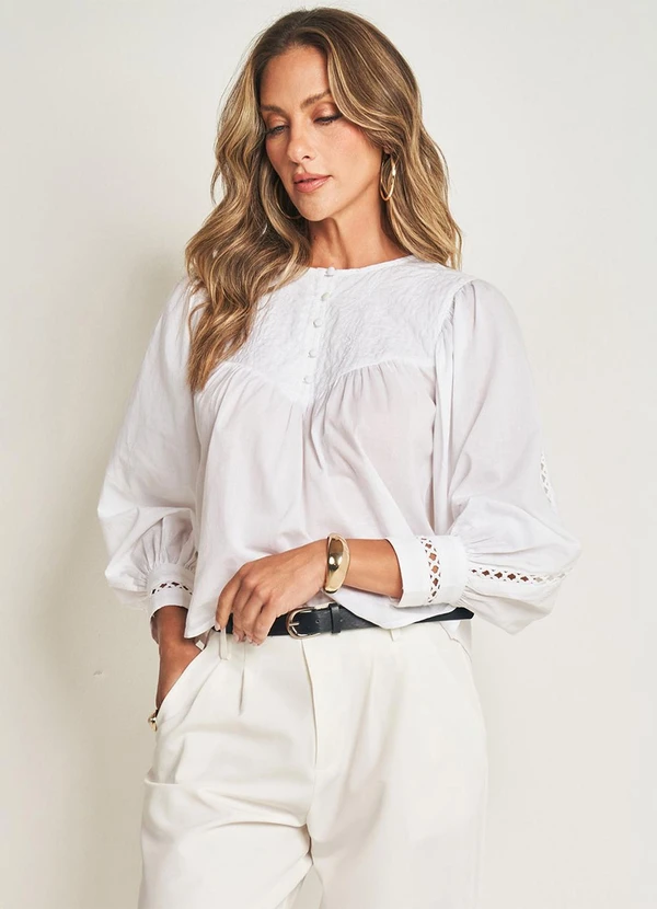 Doce Trama - Calça Alfaiataria com Cinto Embutido Branco 5