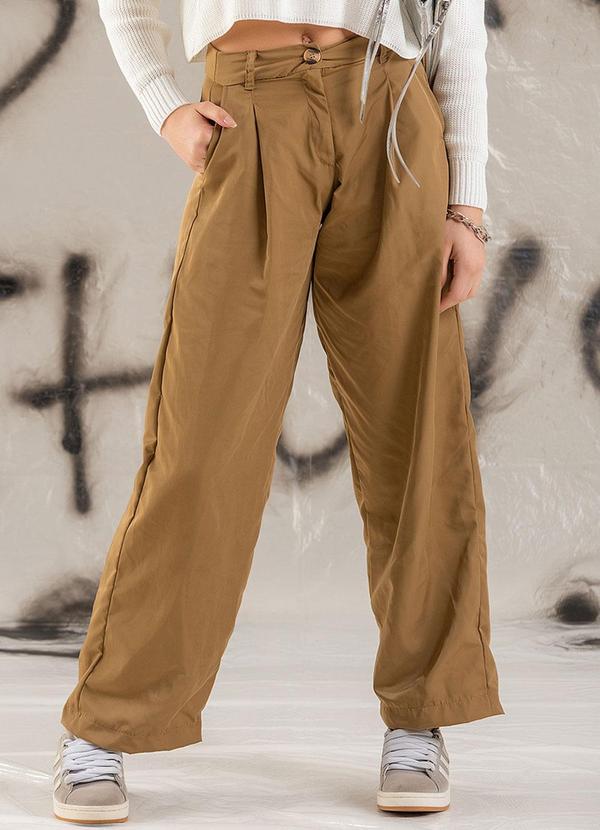 Choyee - Calça Alfaiataria Widecominho Marrom