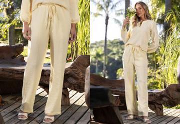 Cala Amarelo Claro em Tecido Gaze