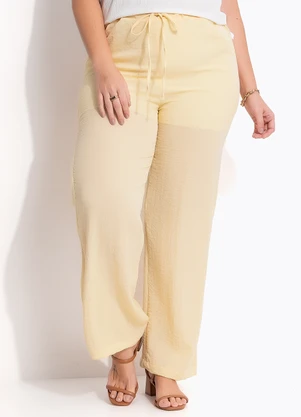 Quintess - Calça Amarelo Manteiga em Tecido Gaze - QUINTESS