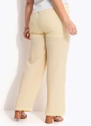 Quintess - Calça Amarelo Manteiga em Tecido Gaze - QUINTESS
