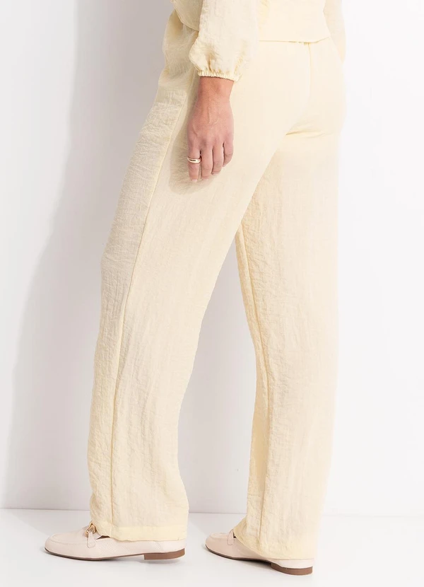 Quintess - Calça Amarelo Manteiga em Tecido Gaze 8