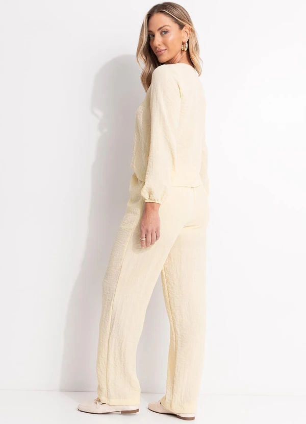 Quintess - Calça Amarelo Manteiga em Tecido Gaze 10