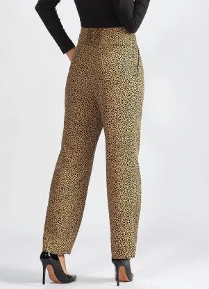 Hering - Calça Ampla de Viscose Estampa de Onça Marrom - HERING