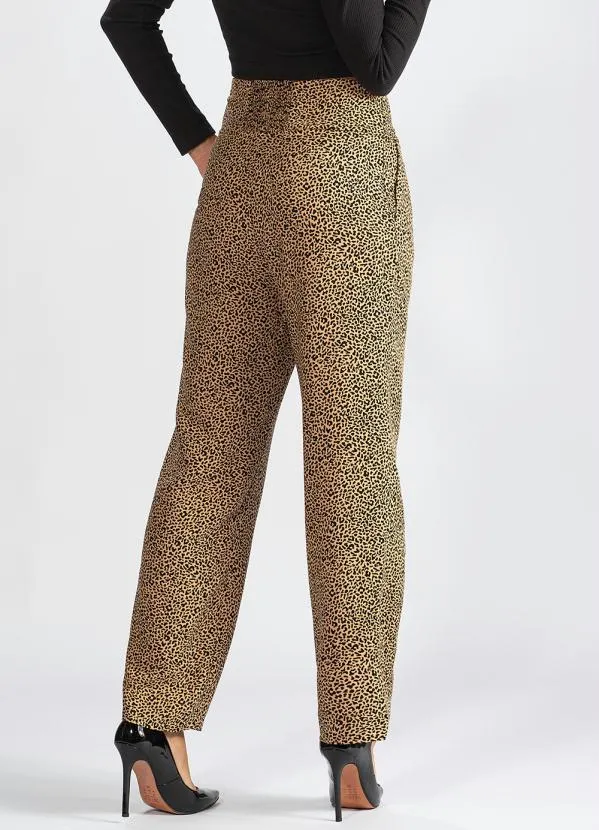 Hering - Calça Ampla de Viscose Estampa de Onça Marrom 2