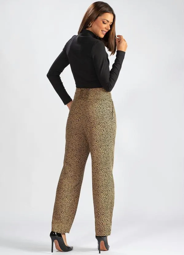 Hering - Calça Ampla de Viscose Estampa de Onça Marrom 4