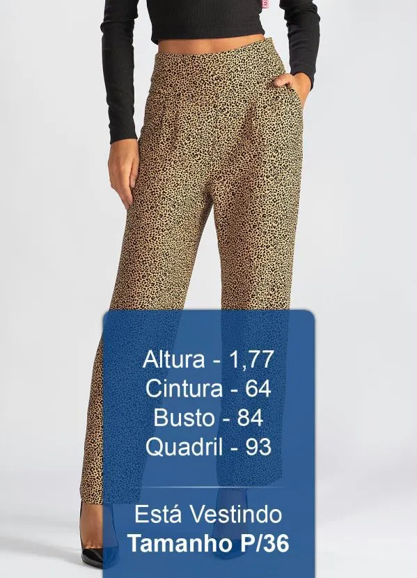 Hering - Calça Ampla de Viscose Estampa de Onça Marrom 5