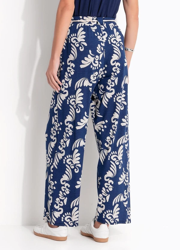 Quintess - Calça Arabescos Marinho em Malha de Viscose 2