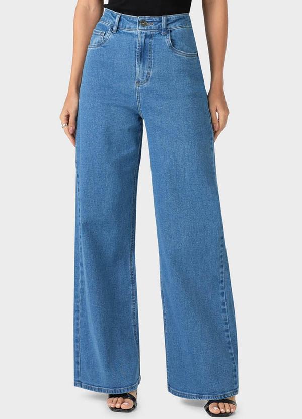 Malwee - Calça Azul Índigo Feminina Wide Leg Jeans