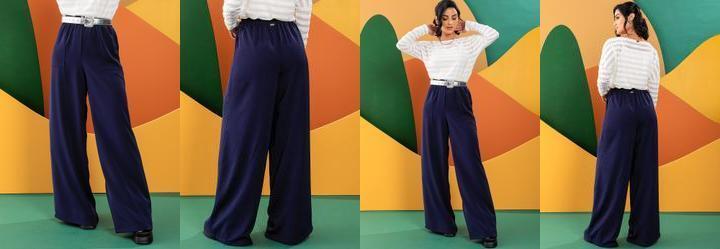 Cala Azul Marinho em Crepe Plano Acetinado